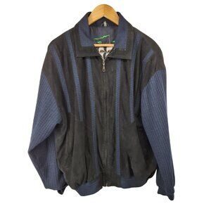 Vintage‎ Suede Two-Tone Bomber Jacket Embroidered Ship Small Men